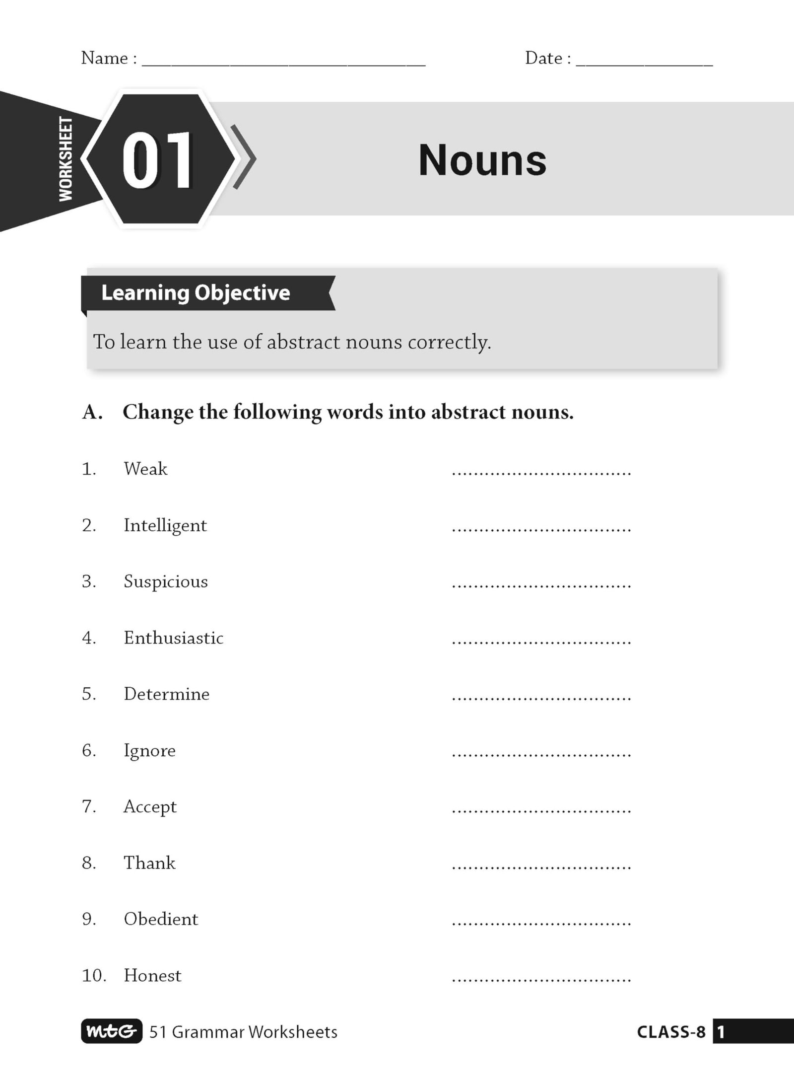 MTG 51 English Grammar Worksheets Class 8 – Grammar Work books to practice English concepts in interactive way (Based on CBSE/NCERT) - Image 3