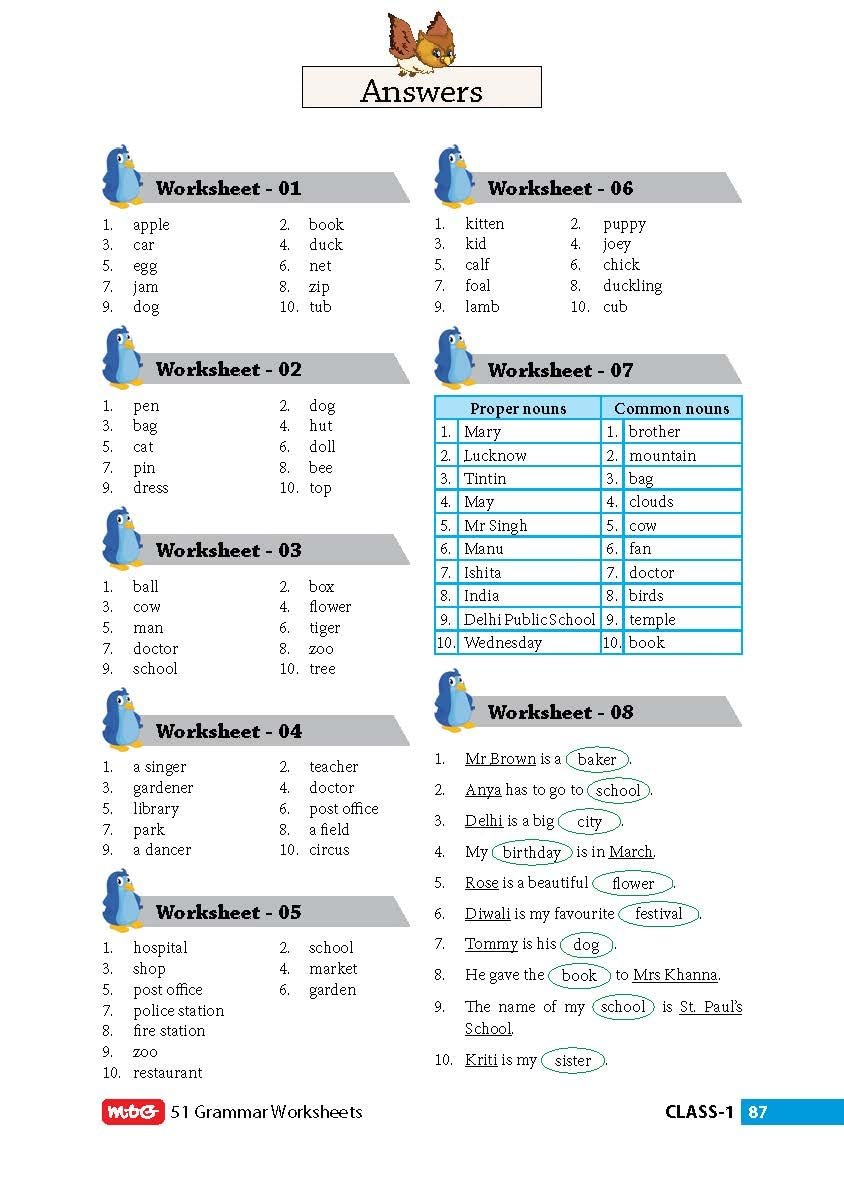 MTG 51 English Grammar Worksheets Class 1 – Grammar Work books to practice English concepts in interactive way (Based on CBSE/NCERT) - Image 3
