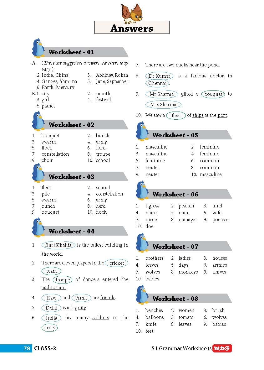 MTG 51 English Grammar Worksheets Class 3 – Grammar Work books to practice English concepts in interactive way (Based on CBSE/NCERT) - Image 3