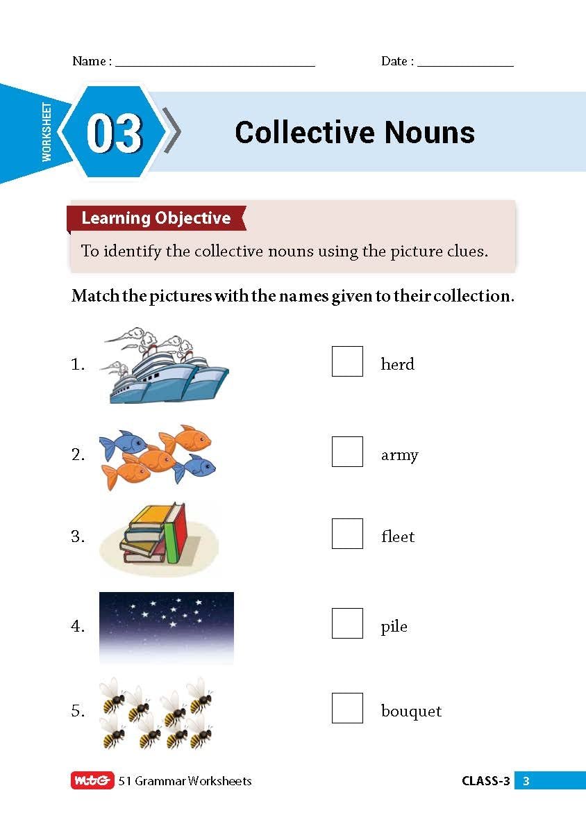 MTG 51 English Grammar Worksheets Class 3 – Grammar Work books to practice English concepts in interactive way (Based on CBSE/NCERT) - Image 2