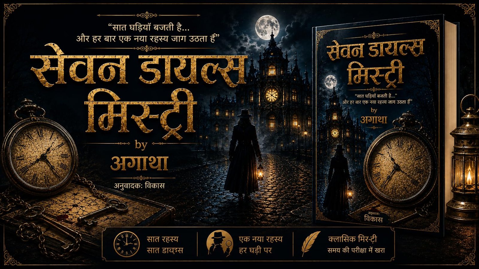 Seven Dials Mystery in Hindi सेवन डायल्स मिस्ट्री (सचित्र और परिशोधित) “सात घड़ियाँ बजती हैं... और हर बार एक नया रहस्य जाग उठता है” - Image 4