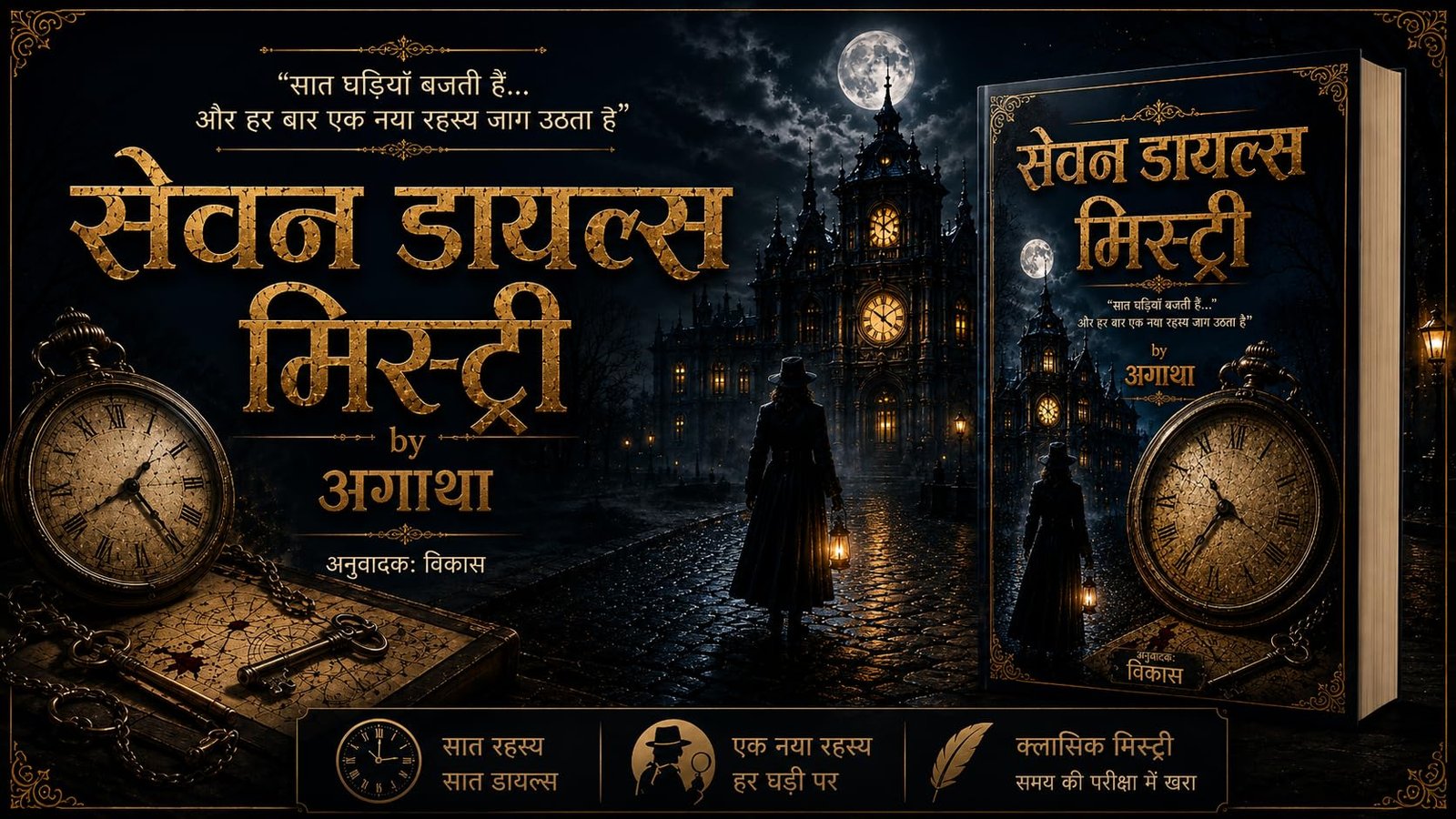 Seven Dials Mystery in Hindi सेवन डायल्स मिस्ट्री (सचित्र और परिशोधित) “सात घड़ियाँ बजती हैं... और हर बार एक नया रहस्य जाग उठता है” - Image 3
